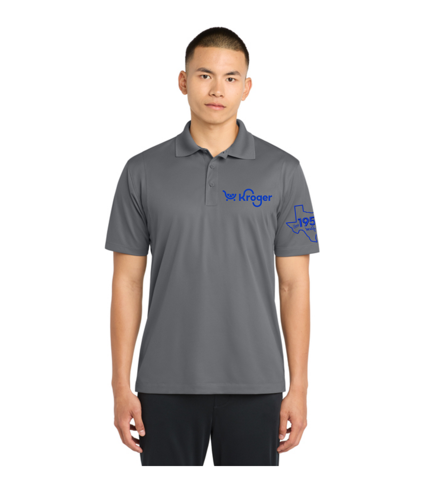 Texas Management EXCLUSIVE | Kroger Fresh Cart Performance Polo – Men’s/Unisex Fit – Royal Blue Embroidery