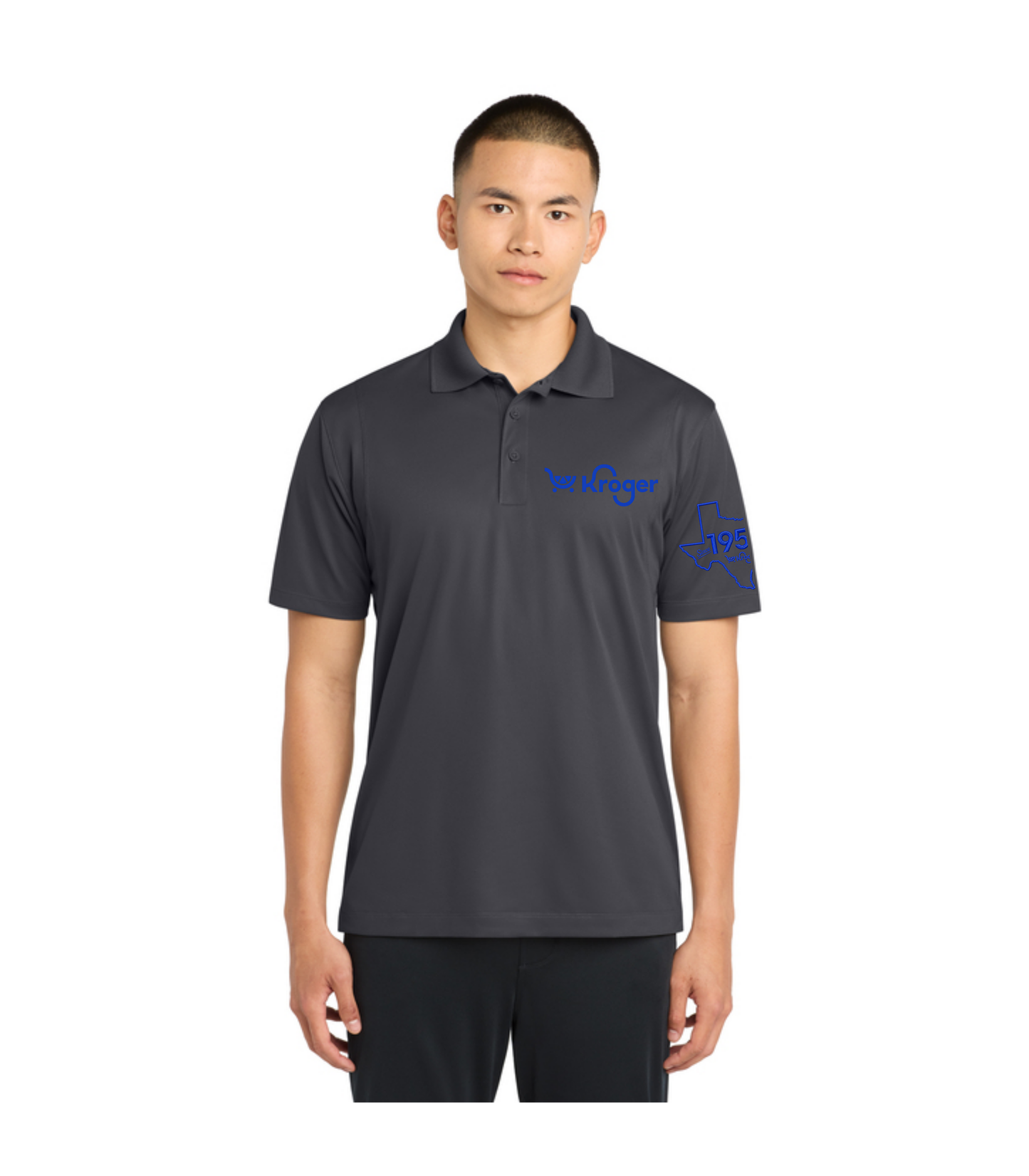 Texas Management EXCLUSIVE | Kroger Fresh Cart Performance Polo – Men’s/Unisex Fit – Royal Blue Embroidery