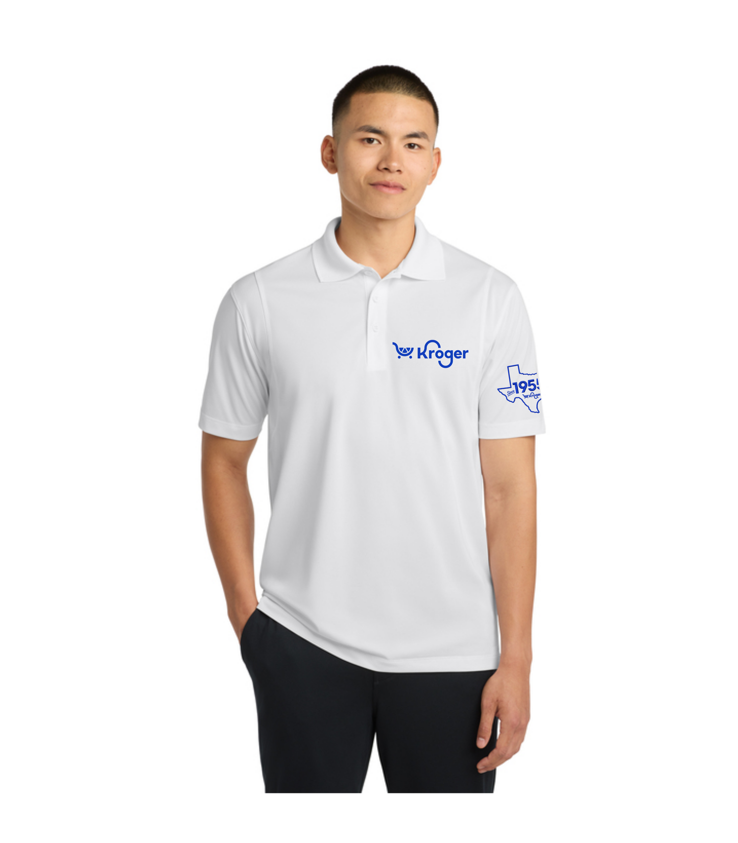Texas Management EXCLUSIVE | Kroger Fresh Cart Performance Polo – Men’s/Unisex Fit – Royal Blue Embroidery