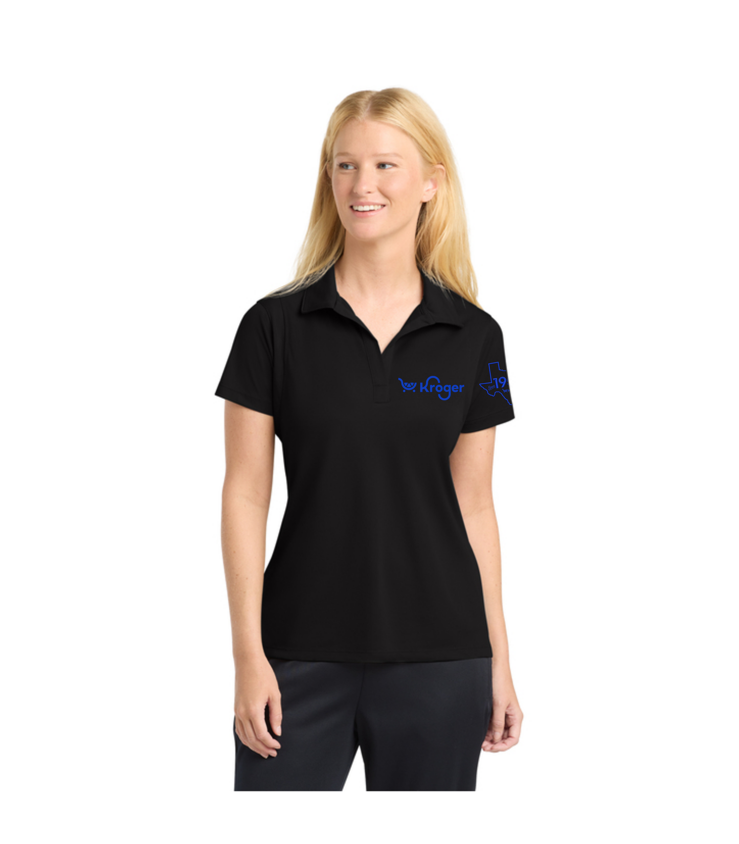 Texas Management EXCLUSIVE | Kroger Fresh Cart Performance Polo – Women’s Fit – Royal Blue Embroidery
