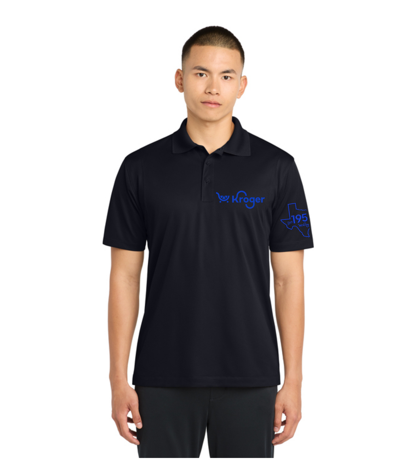 Texas Management EXCLUSIVE | Kroger Fresh Cart Performance Polo – Men’s/Unisex Fit – Royal Blue Embroidery